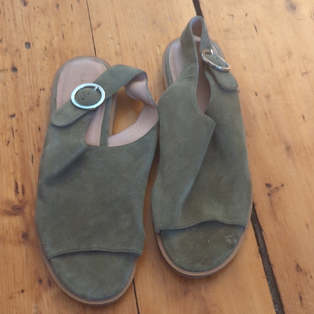 Olive Green Suede Women's Sandals